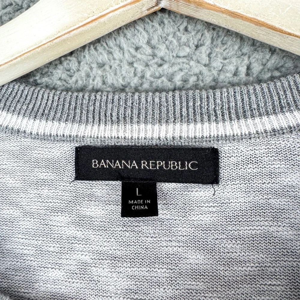 Banana Republic Shirt Mens‎ Large Gray Henley Outdoor Office Casual Camp Hike
